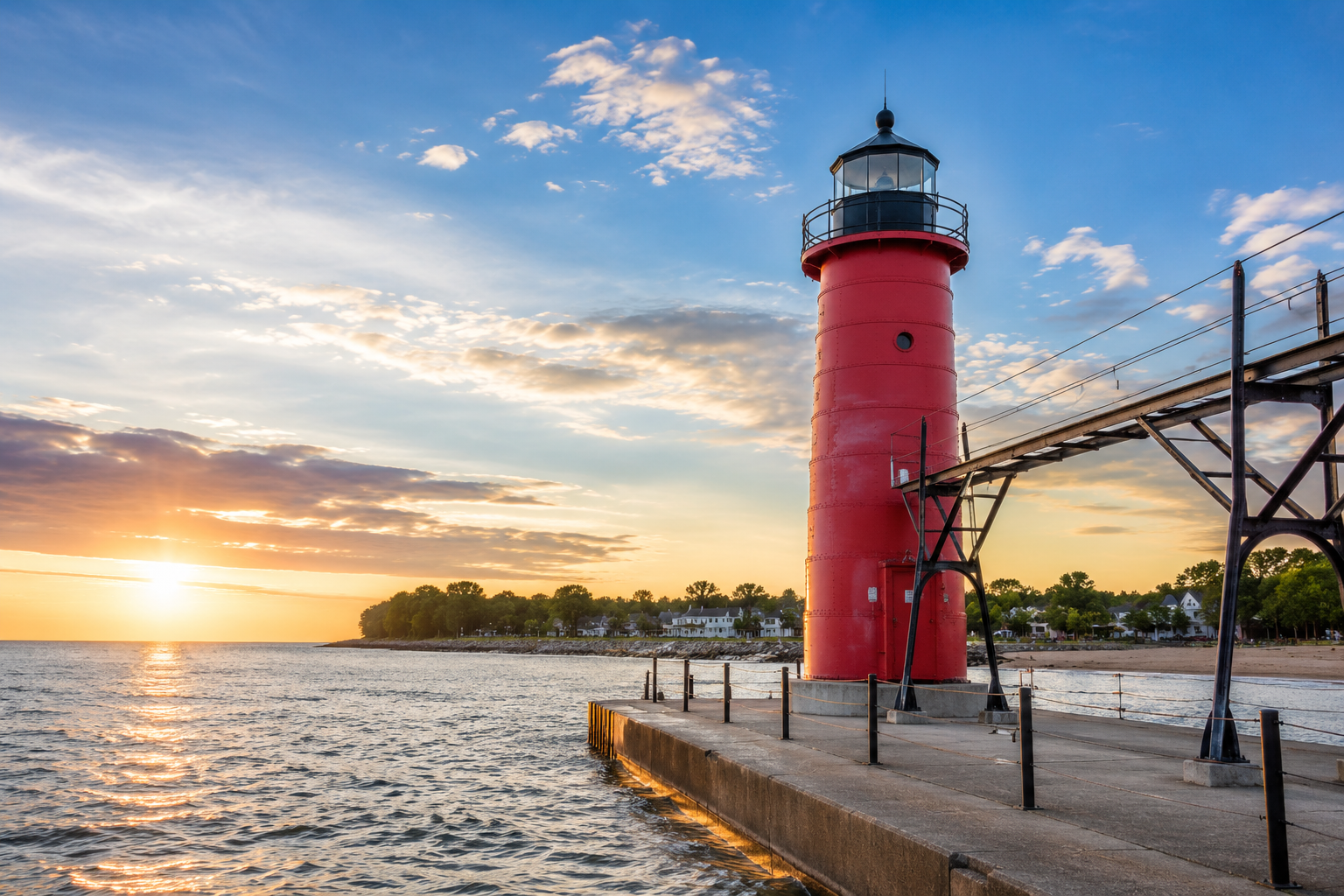 Grand Haven lighthouse on Lake Michigan